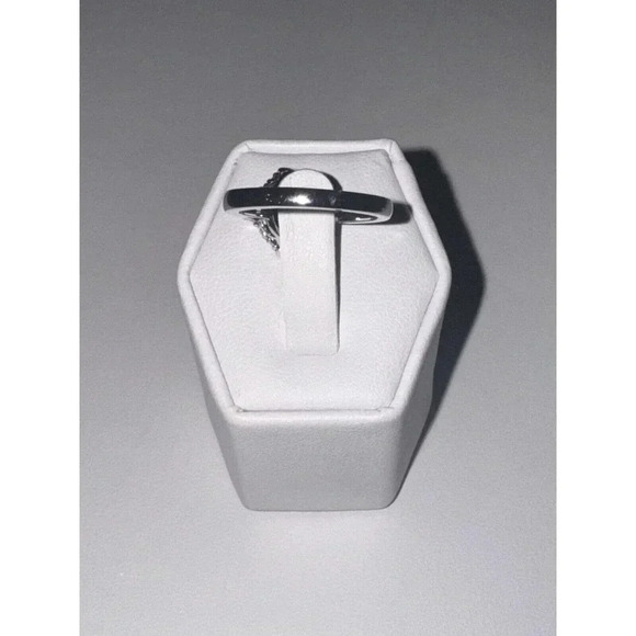 P Star M Sterling Silver 925 White Topaz & Emerald Green Stone Ring Size 6.75 - Picture 7 of 10